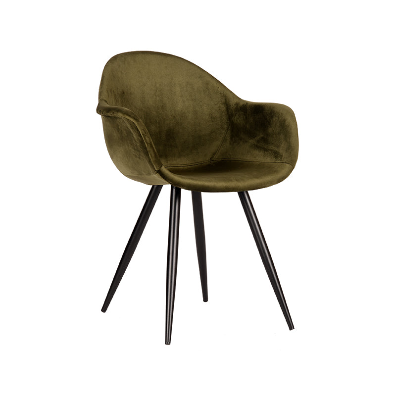 LABEL51 Eetkamerstoel Forli - Army green - Fluweel van LABEL51 – Luxe comfort op maat van PureWonen. Vraag naar de beste prijs.