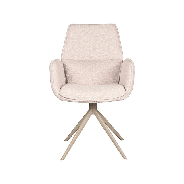 LABEL51 Eetkamerstoel Mellow - Naturel - Boucle - Taupe Onderstel van LABEL51 – Luxe comfort op maat van PureWonen. Vraag naar de beste prijs.