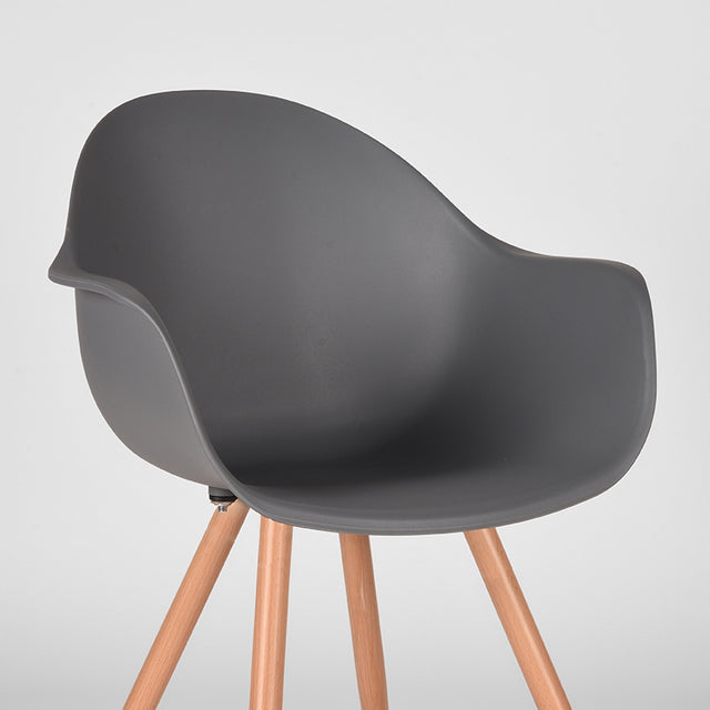 LABEL51 Eetkamerstoel Parma - Antraciet - Kunststof - Oak Metal Woodcover