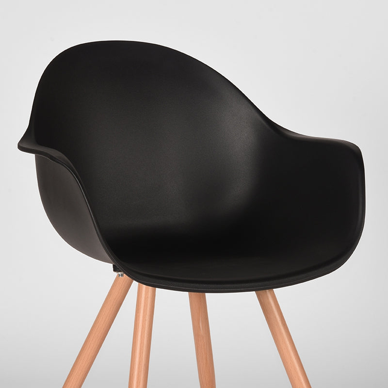 LABEL51 Eetkamerstoel Parma - Zwart - Kunststof - Oak Metal Woodcover