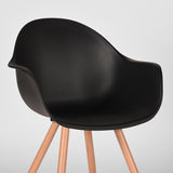 LABEL51 Eetkamerstoel Parma - Zwart - Kunststof - Oak Metal Woodcover