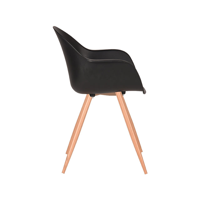 LABEL51 Eetkamerstoel Parma - Zwart - Kunststof - Oak Metal Woodcover