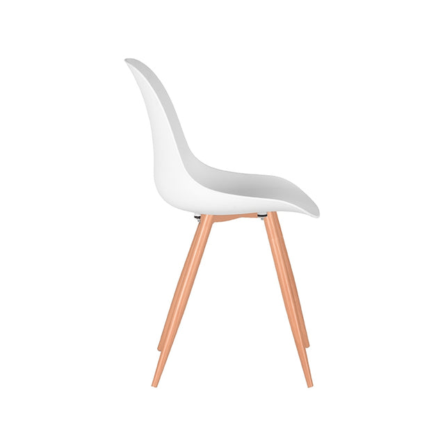 LABEL51 Eetkamerstoel Rimini - Wit - Kunststof - Oak Metal Woodcover