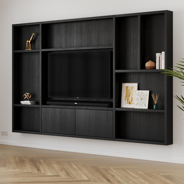 Flatbox Cinewall // Authentic Black Oak van area77 – Luxe comfort op maat van PureWonen. Vraag naar de beste prijs.