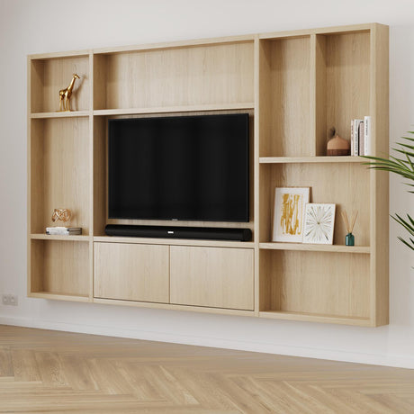 Flatbox Cinewall // Vicenza Oak van area77 – Luxe comfort op maat van PureWonen. Vraag naar de beste prijs.
