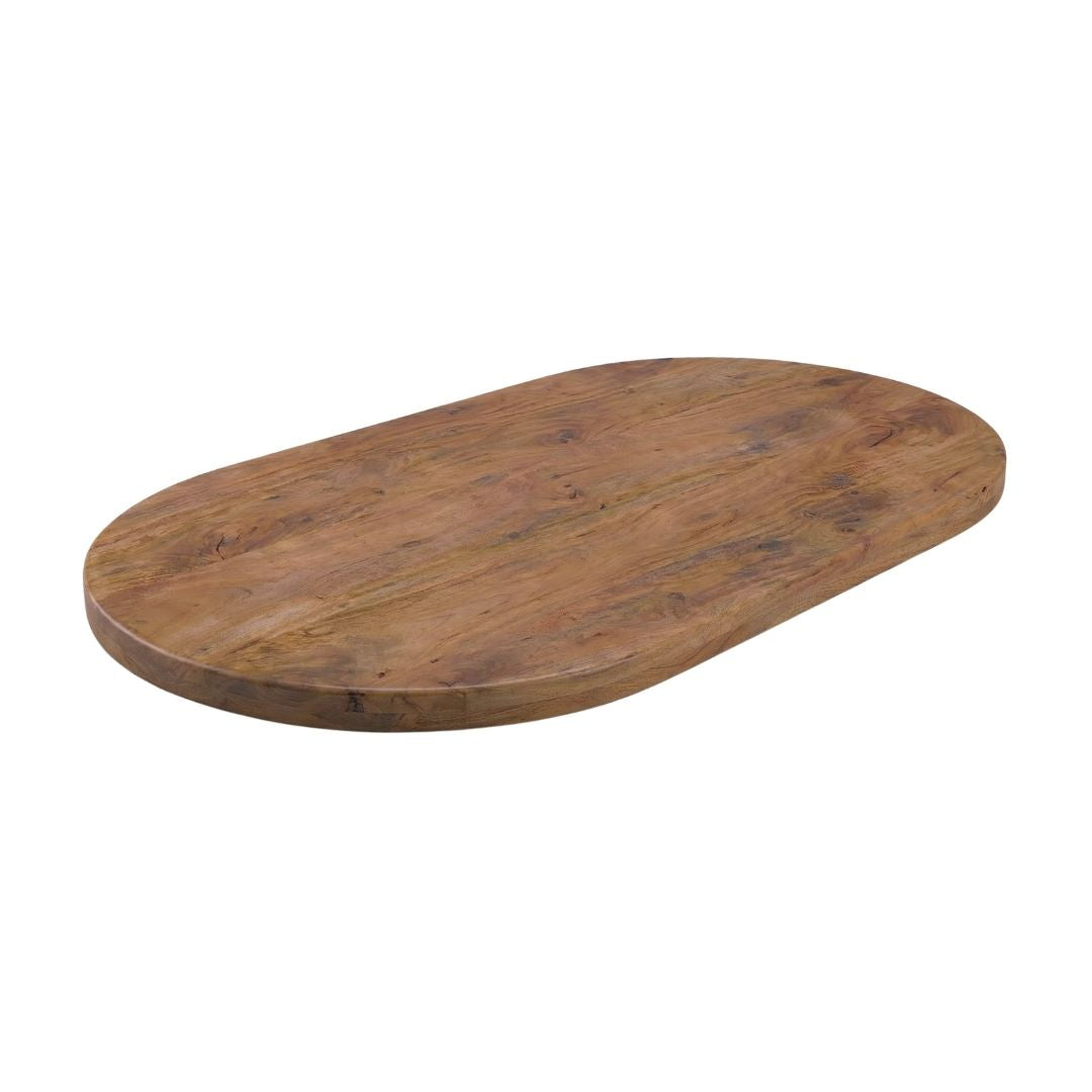 LABEL51 Eetkamertafel Tafelblad Halve Cirkel - Nature Smooth - Mangohout - 200 cm - Halve Cirkel