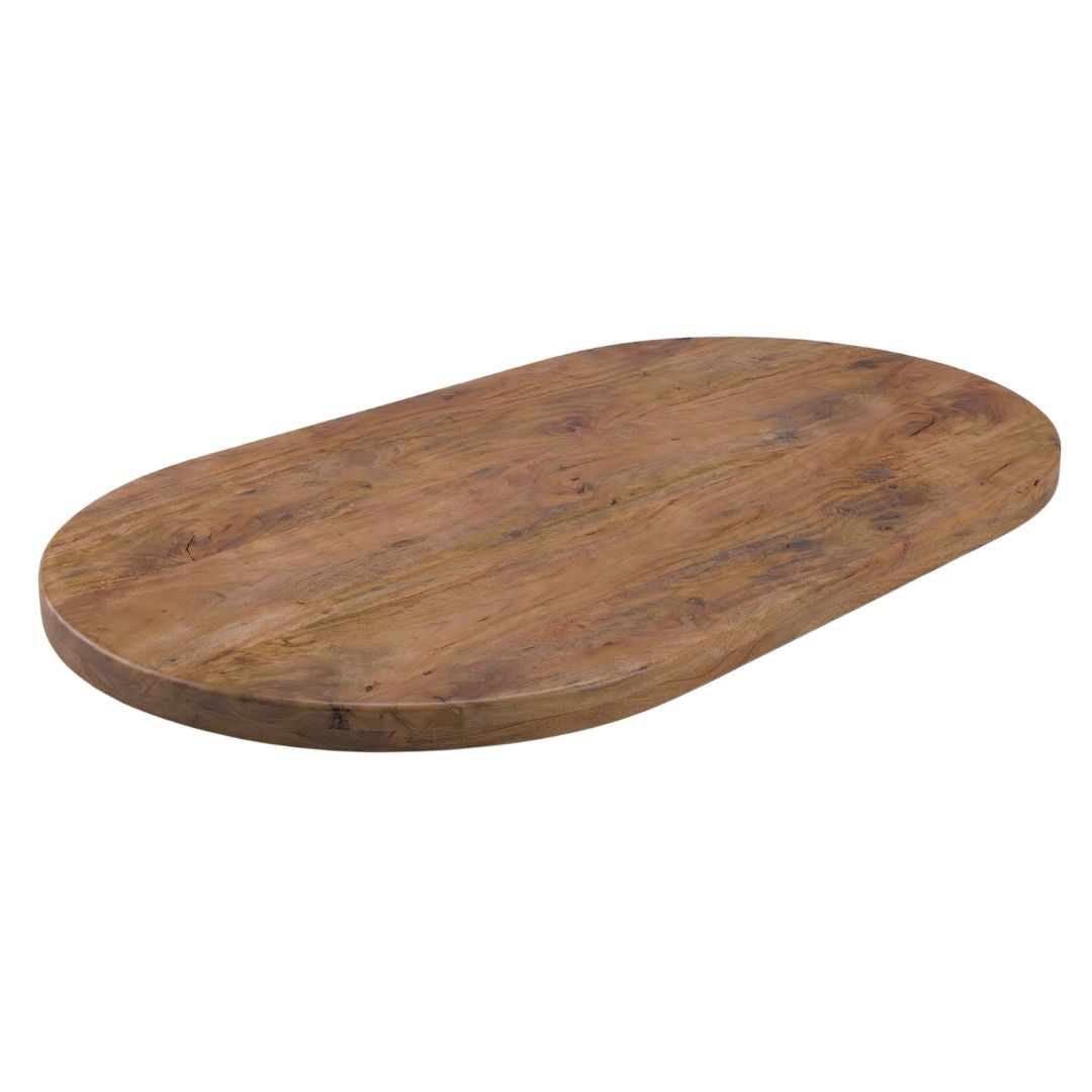 LABEL51 Eetkamertafel Tafelblad Halve Cirkel - Nature Smooth - Mangohout - 240 cm - Halve Cirkel