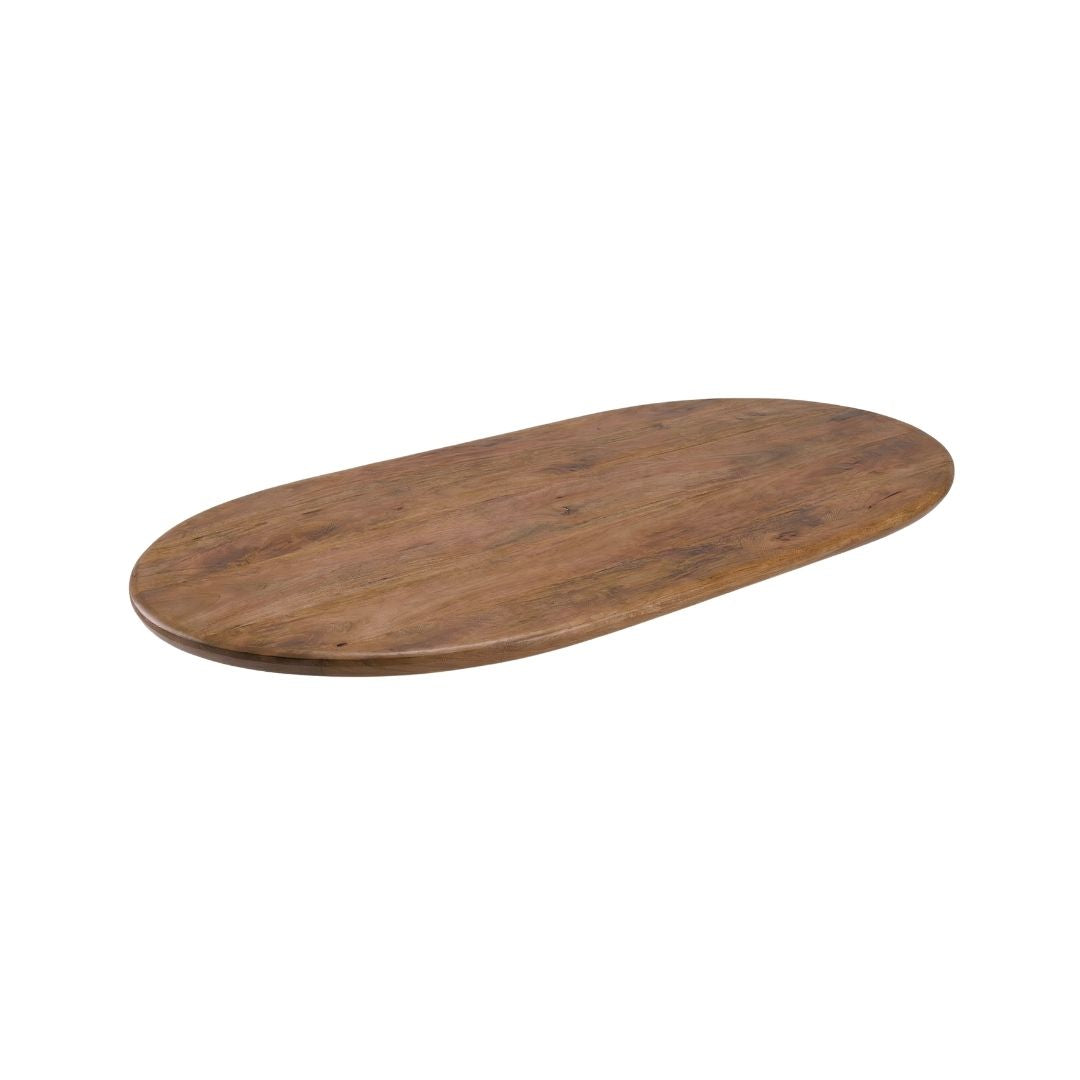 LABEL51 Eetkamertafel Tafelblad Halve Cirkel - Nature Smooth - Mangohout - 160 cm - Halve Cirkel