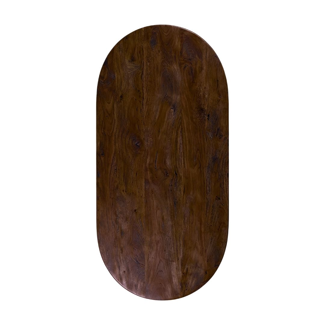LABEL51 Eetkamertafel Tafelblad Halve Cirkel - Espresso - Mangohout - 200 cm - Halve Cirkel