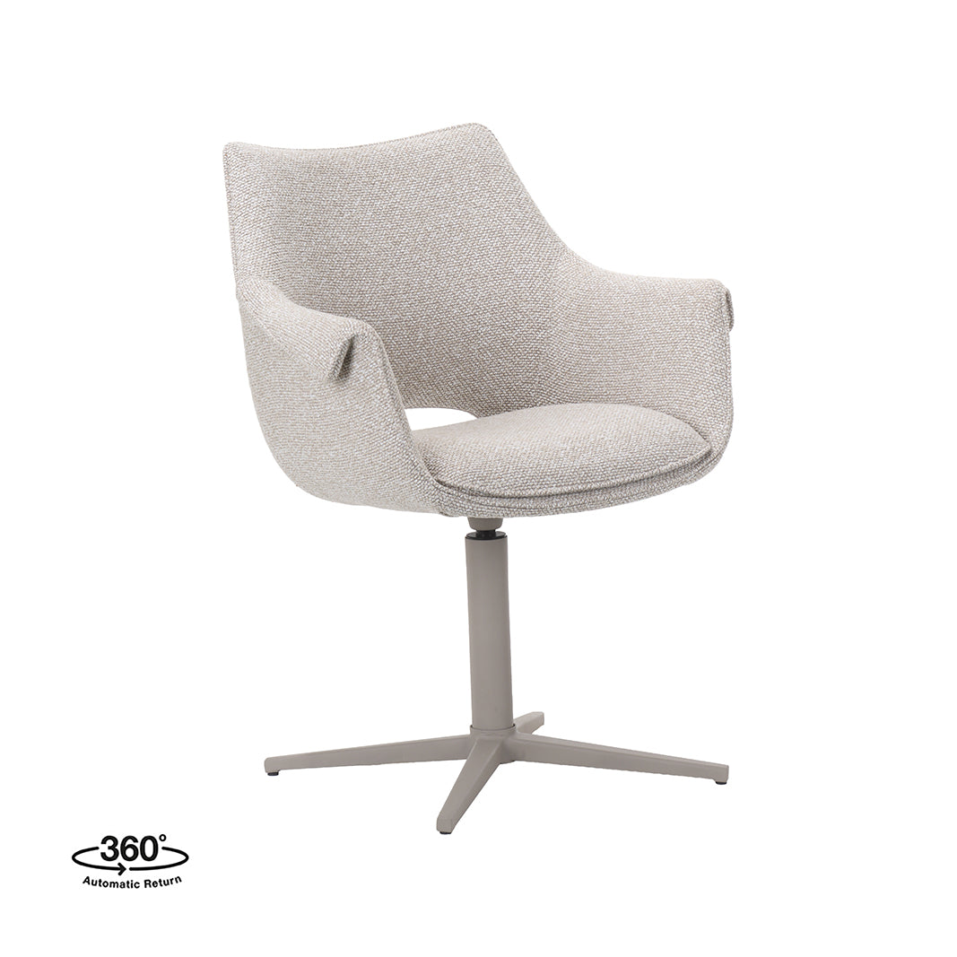 LABEL51 Eetkamerstoel Nozomi - Naturel - Royal Boucle - Taupe Metaal
