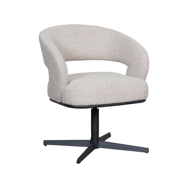 LABEL51 Eetkamerstoel Monaco - Naturel - Royal Boucle - Zwart Metalen Frame