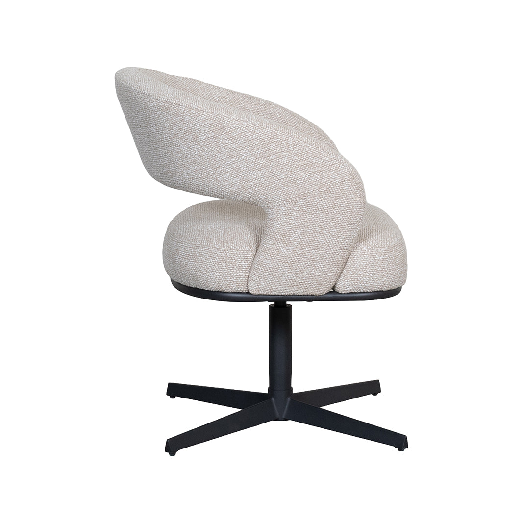 LABEL51 Eetkamerstoel Monaco - Naturel - Royal Boucle - Zwart Metalen Frame