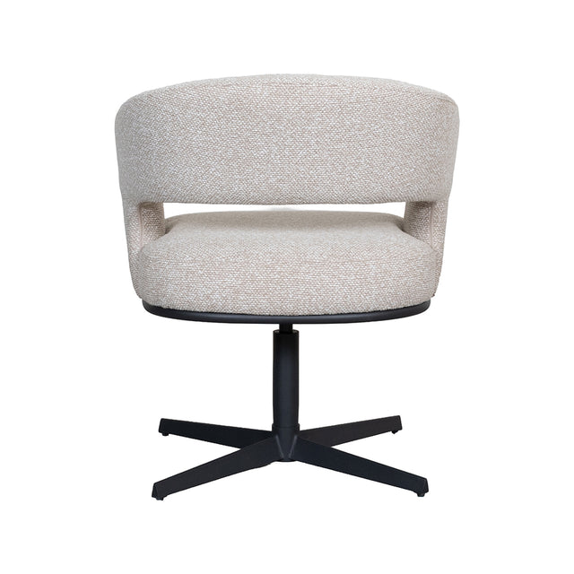 LABEL51 Eetkamerstoel Monaco - Naturel - Royal Boucle - Zwart Metalen Frame