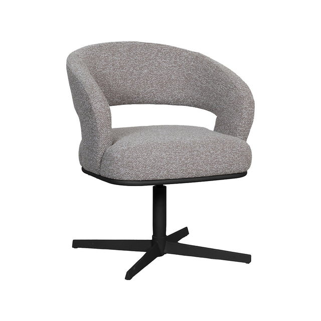 LABEL51 Eetkamerstoel Monaco - Mushroom - Royal Boucle - Zwart Metalen Frame