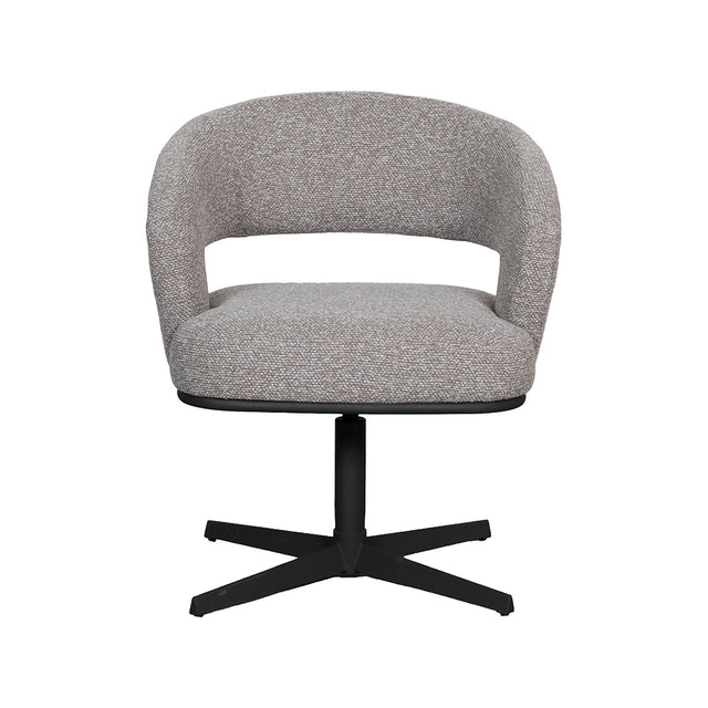 LABEL51 Eetkamerstoel Monaco - Mushroom - Royal Boucle - Zwart Metalen Frame