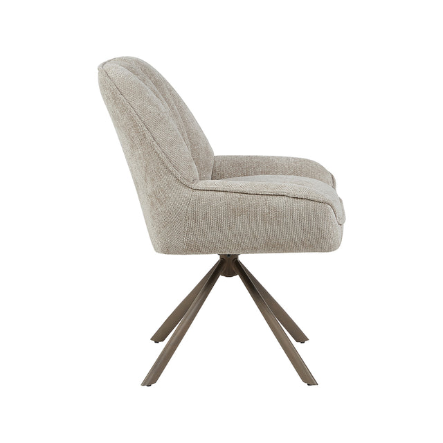 LABEL51 Eetkamerstoel Reims - Naturel - Haga - Brons Metalen Frame