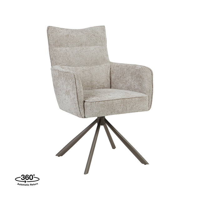 LABEL51 Eetkamerstoel Dubai - Naturel - Haga - Brons Metalen Frame