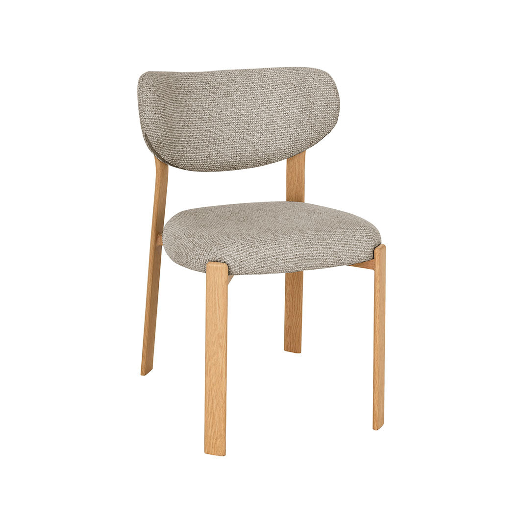 LABEL51 Eetkamerstoel Mika - Beige - Prestige - Naturel Houtlook Metaal