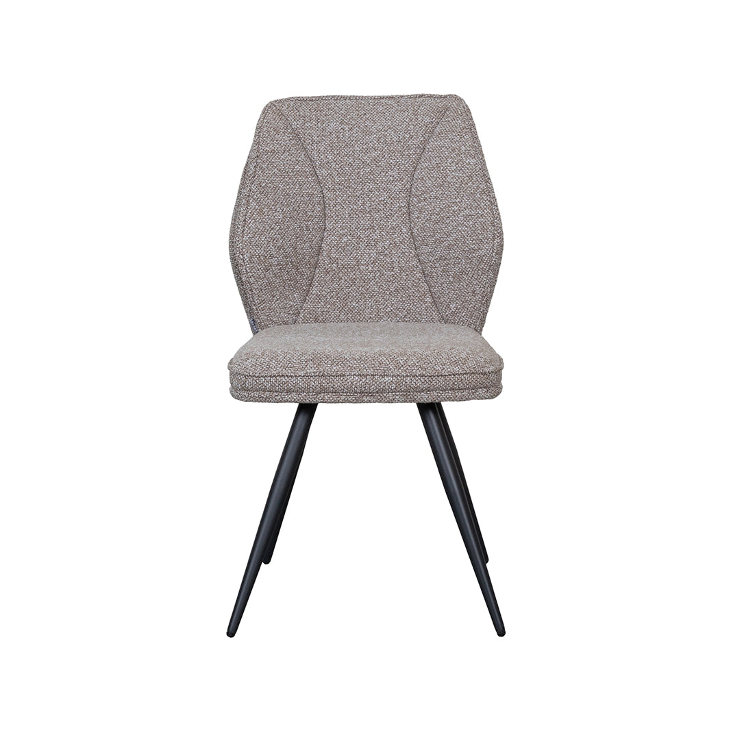 LABEL51 Eetkamerstoel Silvain - Mushroom - Royal Boucle - Zwart Metalen Frame