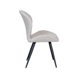 LABEL51 Eetkamerstoel Sil - Naturel - Royal Boucle - Zwart Metalen Frame