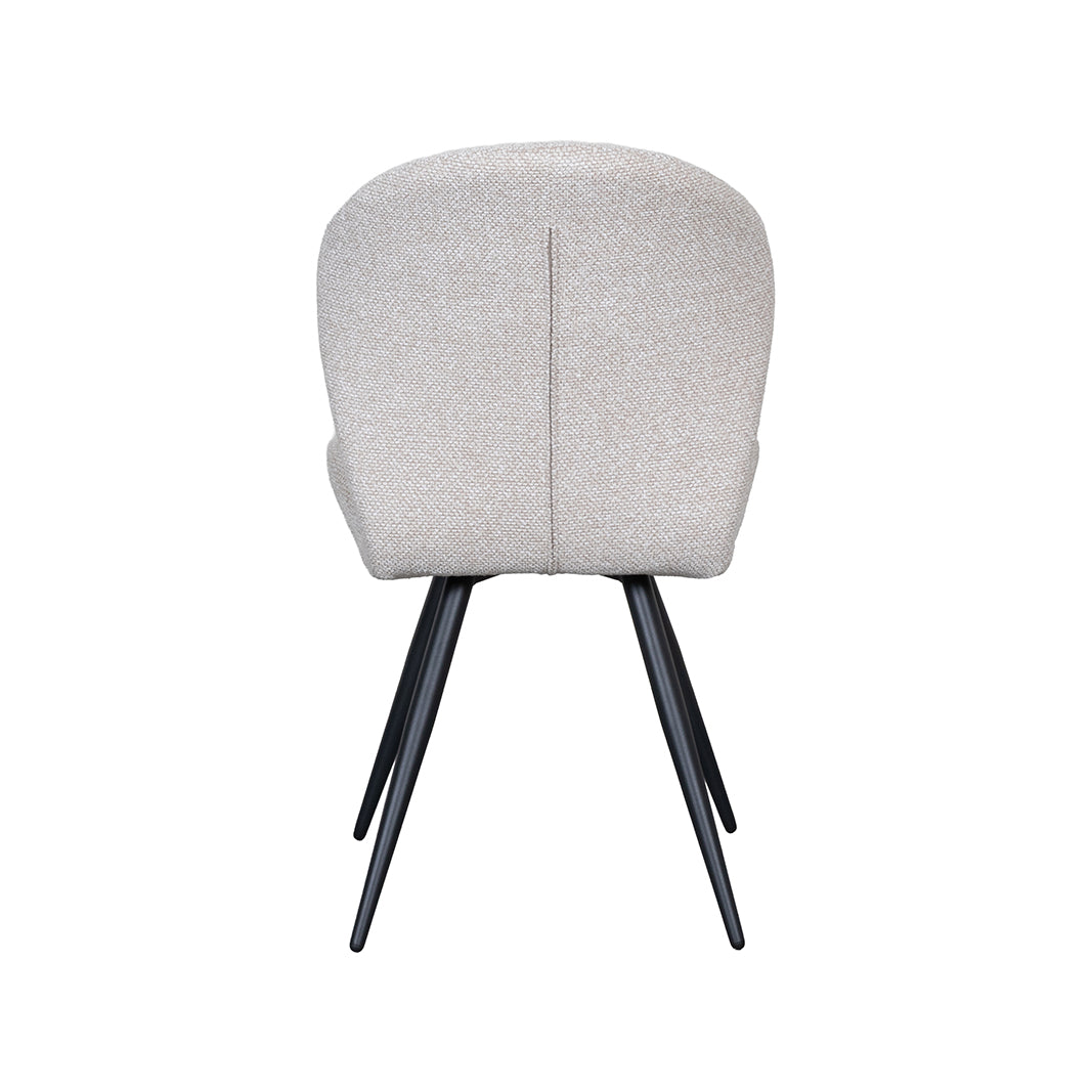 LABEL51 Eetkamerstoel Sil - Naturel - Royal Boucle - Zwart Metalen Frame