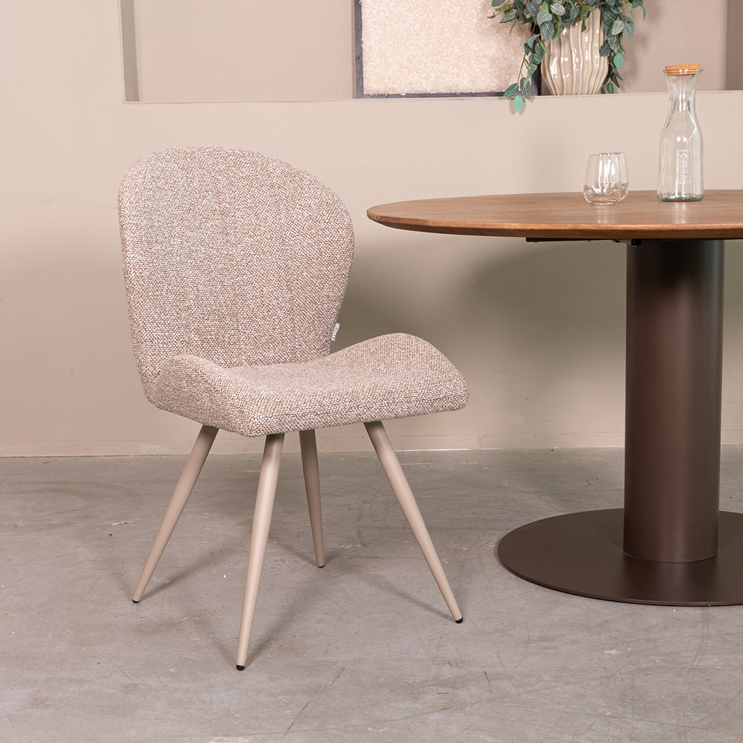 LABEL51 Eetkamerstoel Sil - Mushroom - Royal Boucle - Taupe Metalen Frame