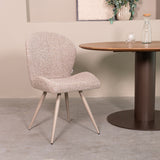 LABEL51 Eetkamerstoel Sil - Mushroom - Royal Boucle - Taupe Metalen Frame