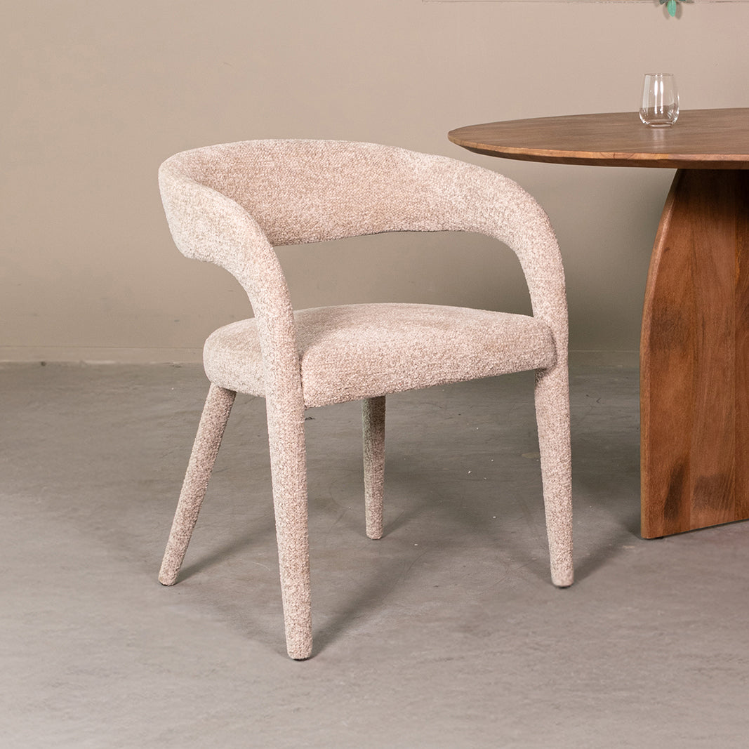 LABEL51 Eetkamerstoel Tamiko - Beige - Geweven