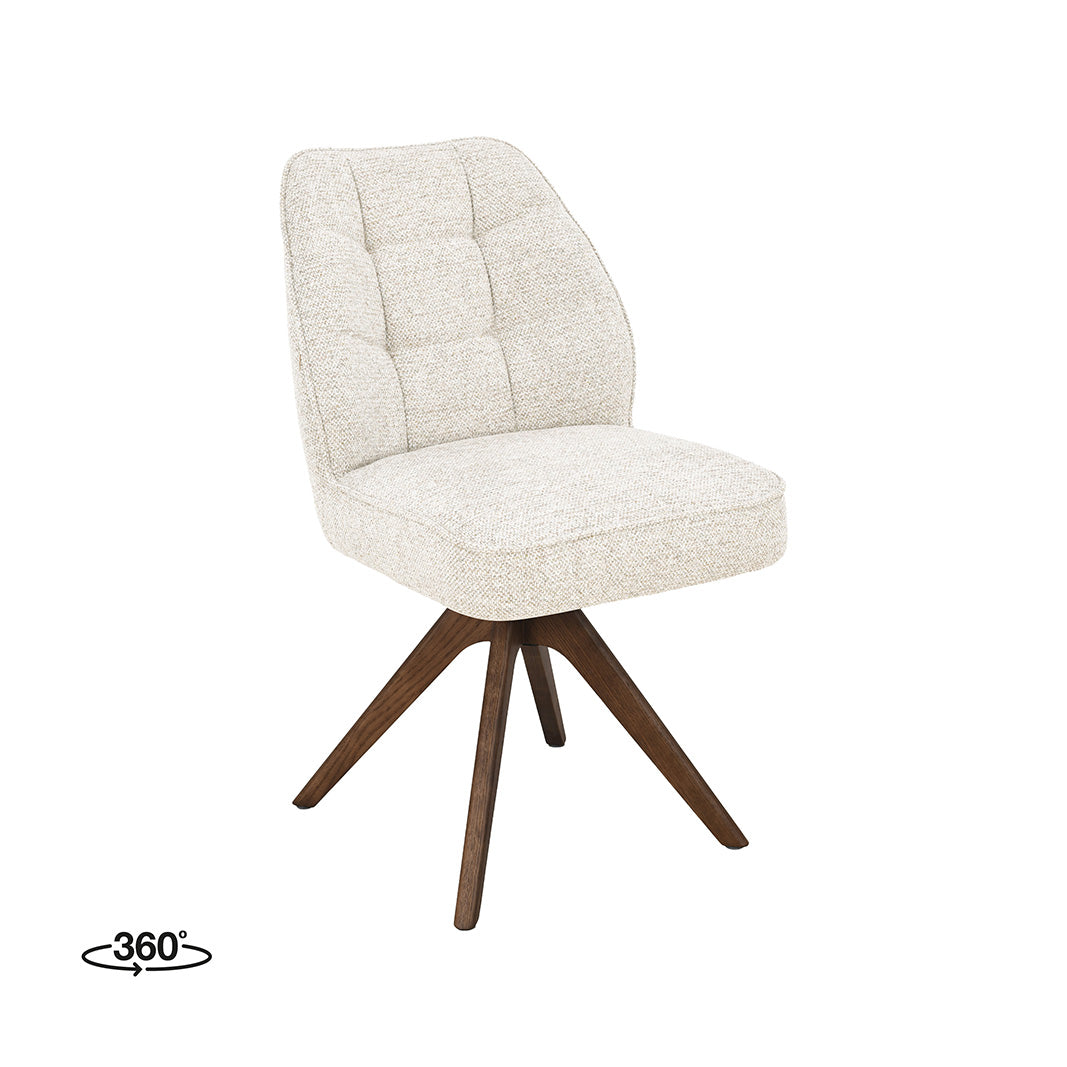 LABEL51 Eetkamerstoel Yuto - Beige - Prestige - Walnoot Houten Frame van LABEL51 – Luxe comfort op maat van PureWonen. Vraag naar de beste prijs.