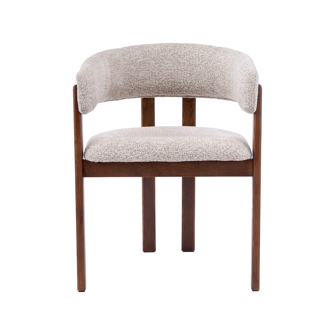 LABEL51 Eetkamerstoel Osaka - Beige - Geweven - Walnoot Houten Frame
