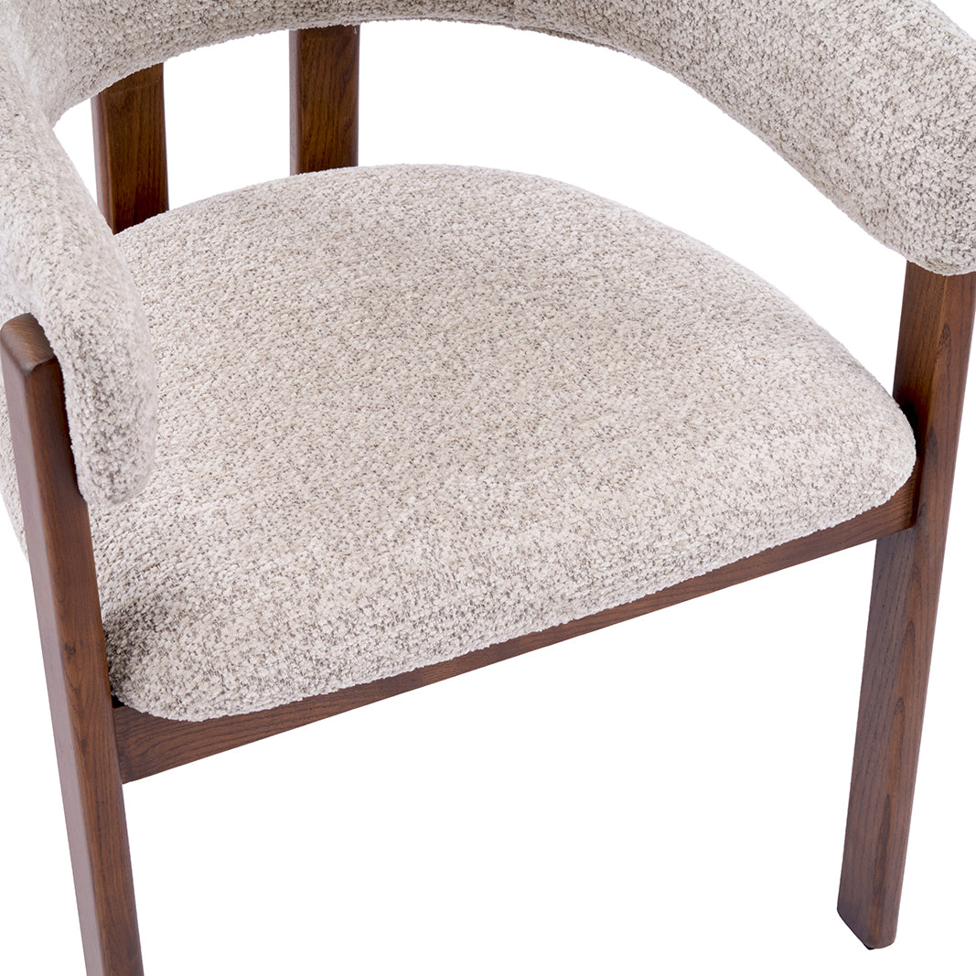 LABEL51 Eetkamerstoel Osaka - Beige - Geweven - Walnoot Houten Frame