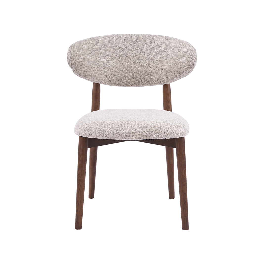 LABEL51 Eetkamerstoel Kyoto - Beige - Geweven - Walnoot Houten Frame