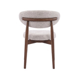 LABEL51 Eetkamerstoel Kyoto - Beige - Geweven - Walnoot Houten Frame
