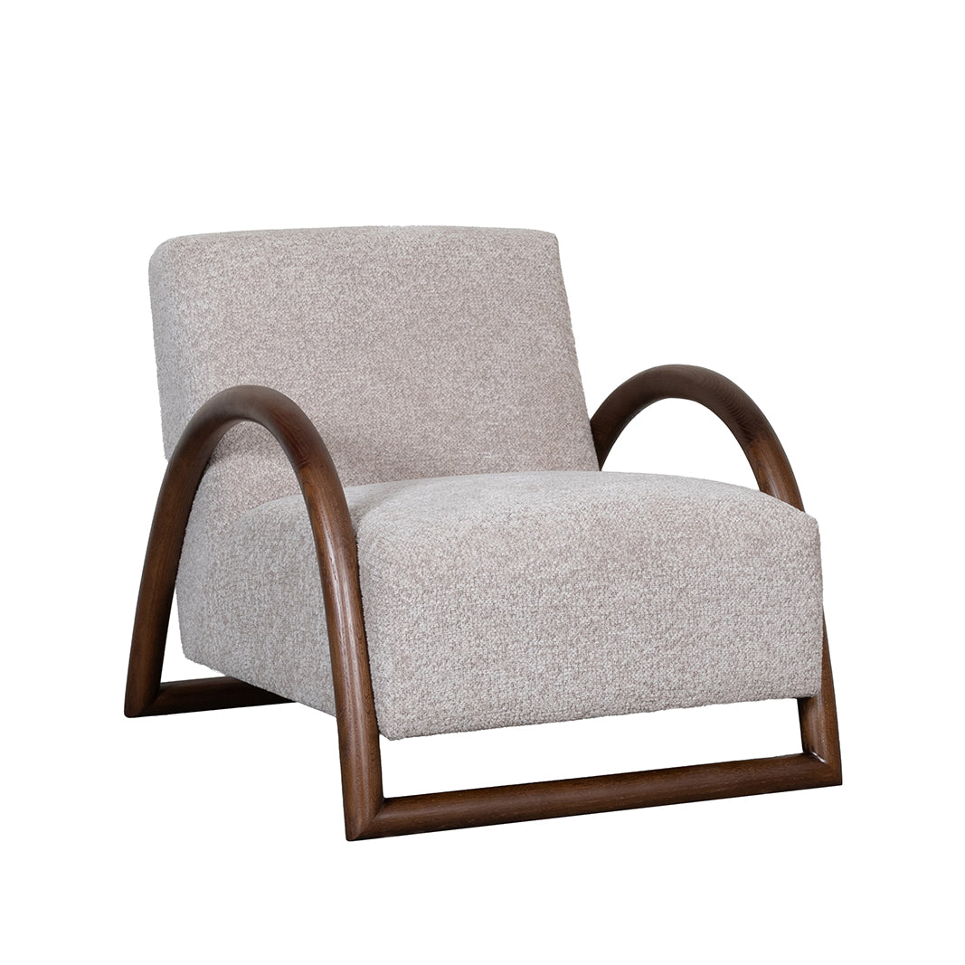 LABEL51 Fauteuil Viggo - Beige - Geweven - Walnoot Houten Frame