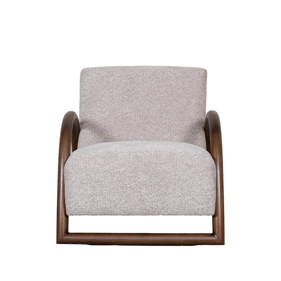 LABEL51 Fauteuil Viggo - Beige - Geweven - Walnoot Houten Frame