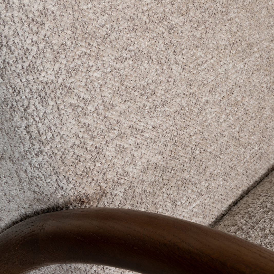 LABEL51 Fauteuil Viggo - Beige - Geweven - Walnoot Houten Frame