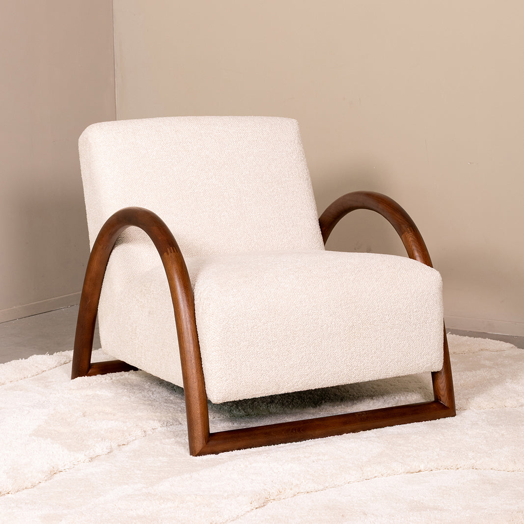 LABEL51 Fauteuil Viggo - Naturel - Geweven - Walnoot Houten Frame