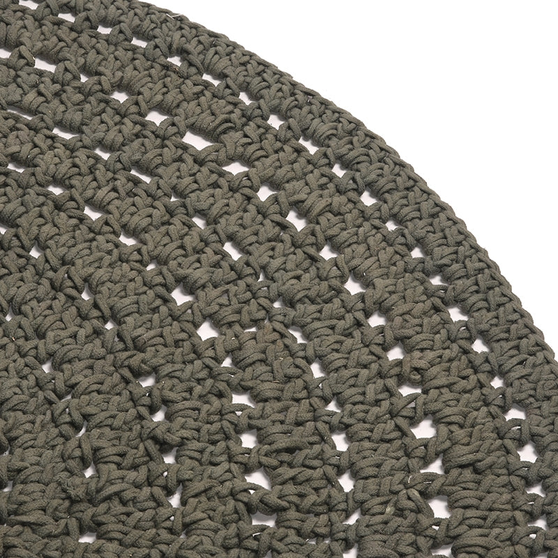 LABEL51 Vloerkleden Knitted - Army - Katoen - 150x150 cm - Rond
