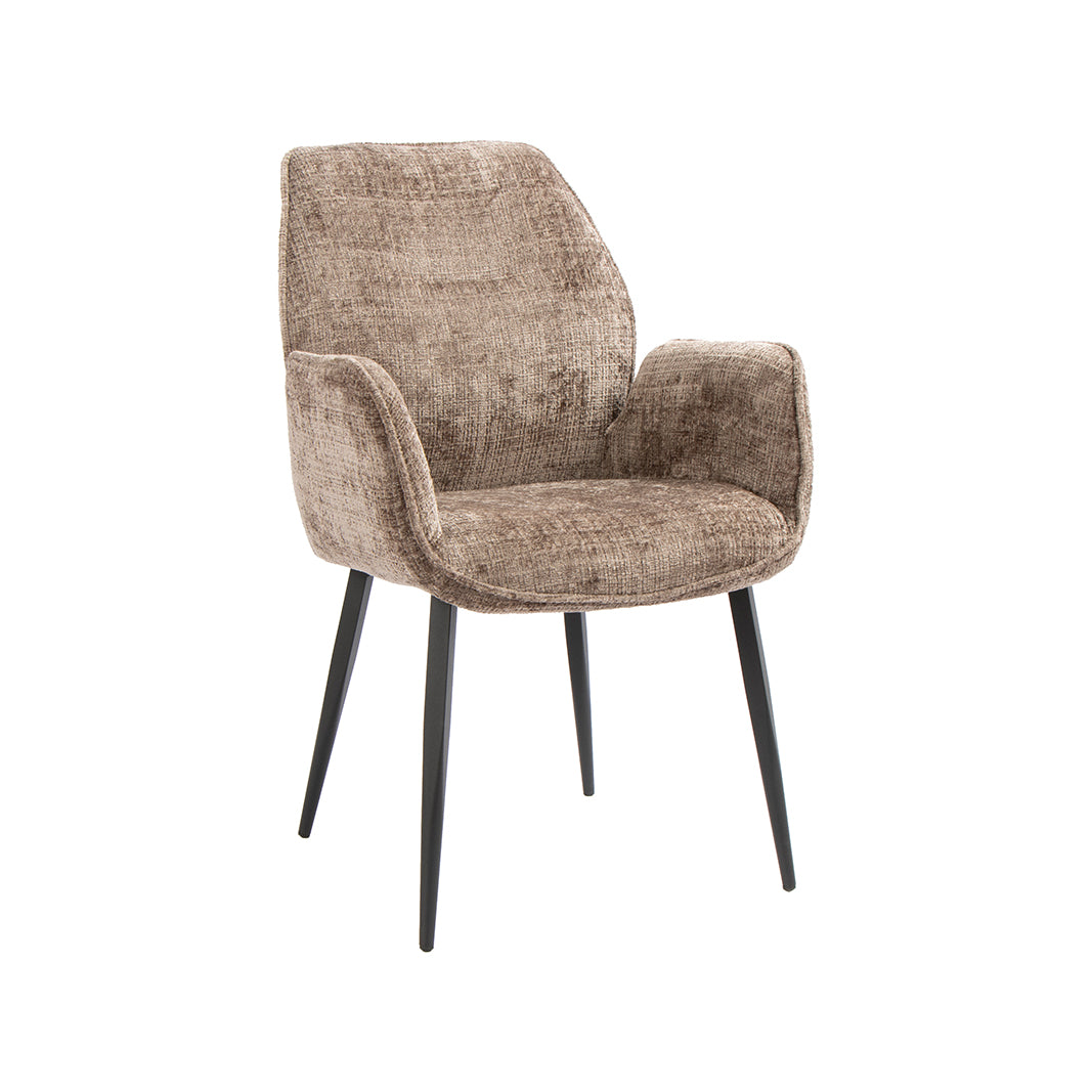 LABEL51 Eetkamerstoel Mayson - Taupe - Cremona - Zwart Metaal