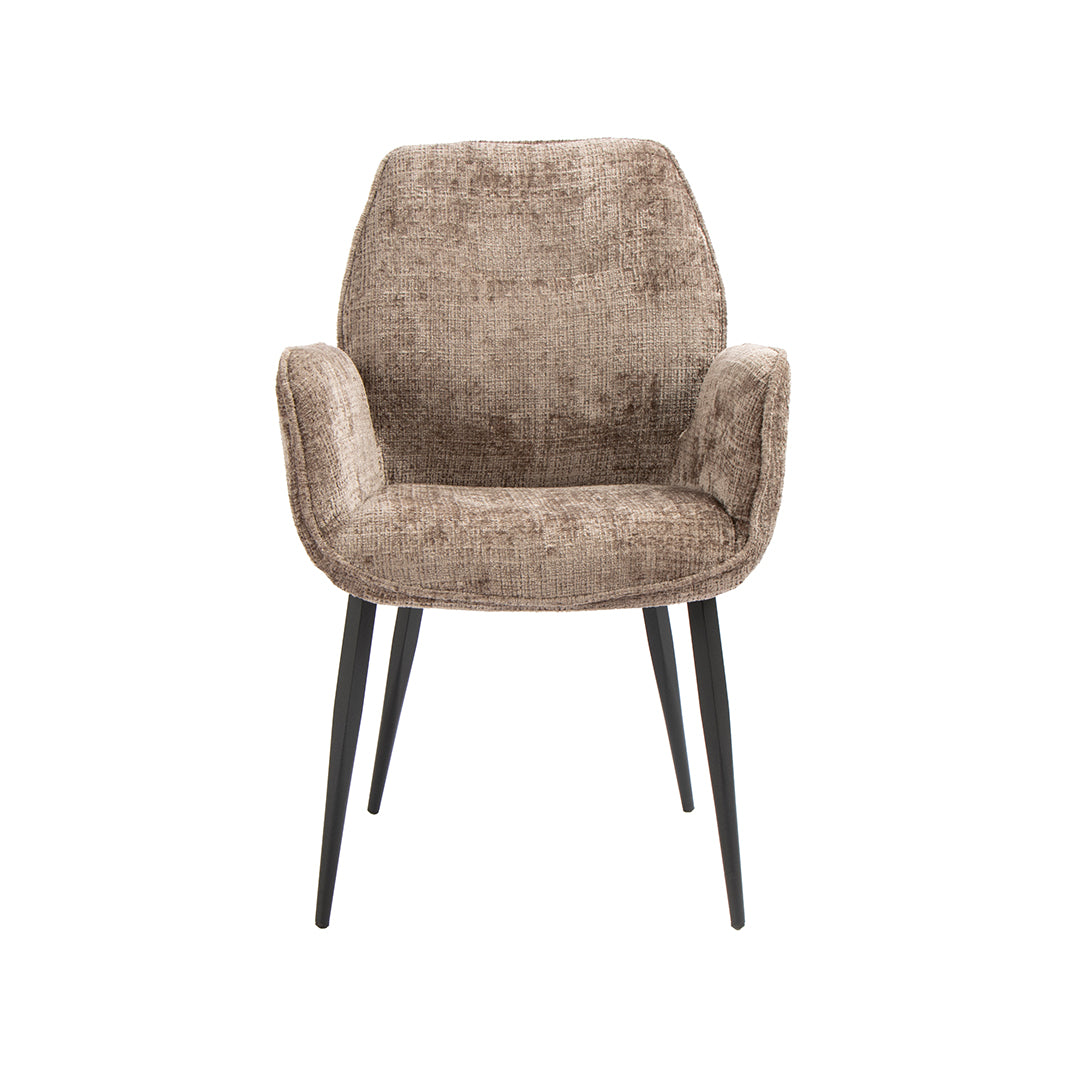 LABEL51 Eetkamerstoel Mayson - Taupe - Cremona - Zwart Metaal