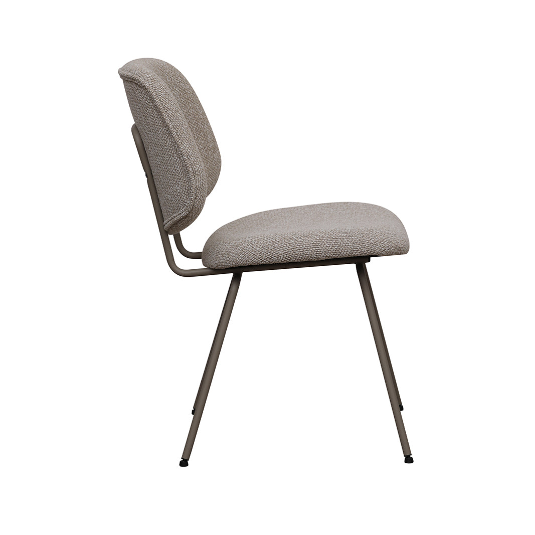 LABEL51 Eetkamerstoel Ravenna - Naturel - Royal Boucle - Taupe Metalen Frame