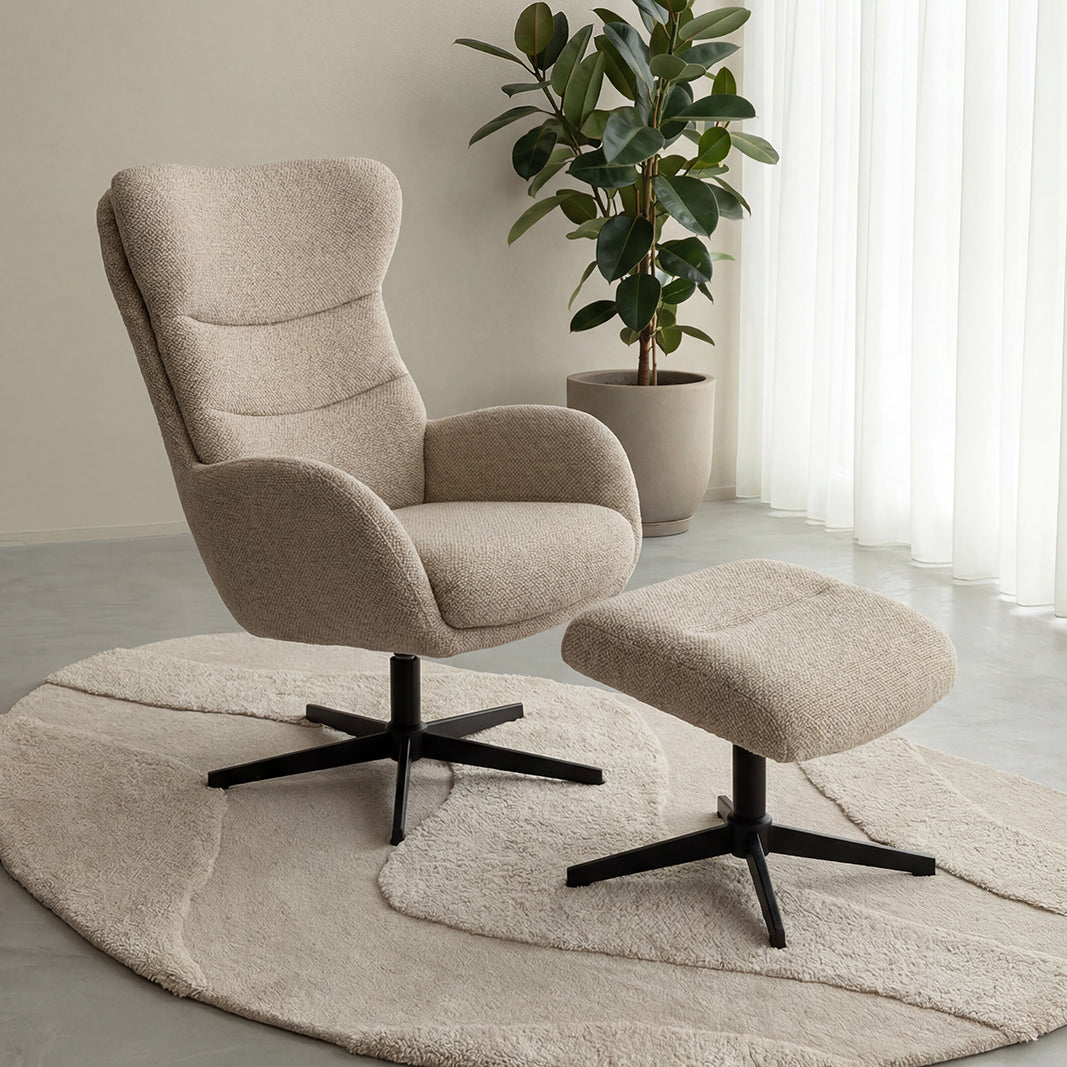 LABEL51 Fauteuil Malmo - Naturel - Royal Boucle - One Size