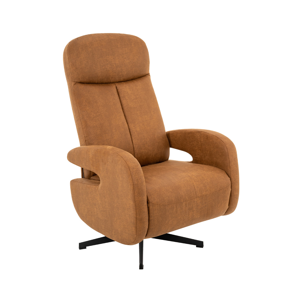LABEL51 Fauteuil Esbjerg - Cognac - Micro Suede - Manueel Verstelbaar