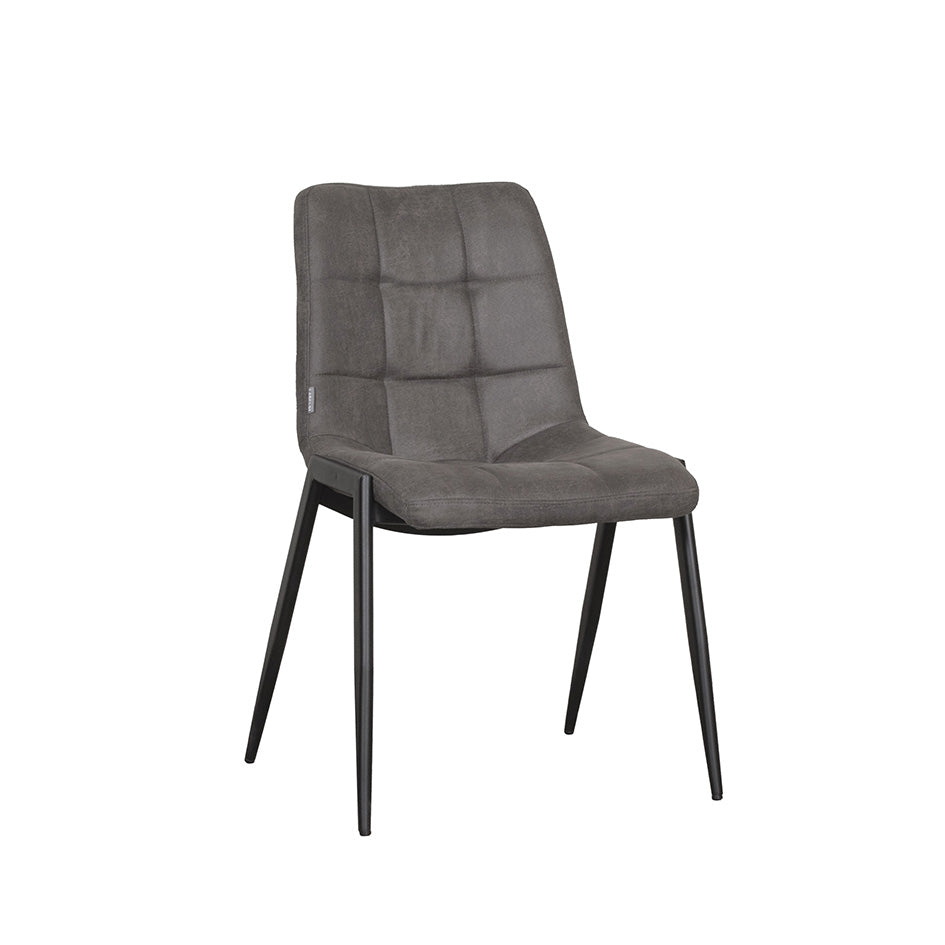 LABEL51 Eetkamerstoel Noor - Antraciet - Micro Suede - Zwart Metalen Frame