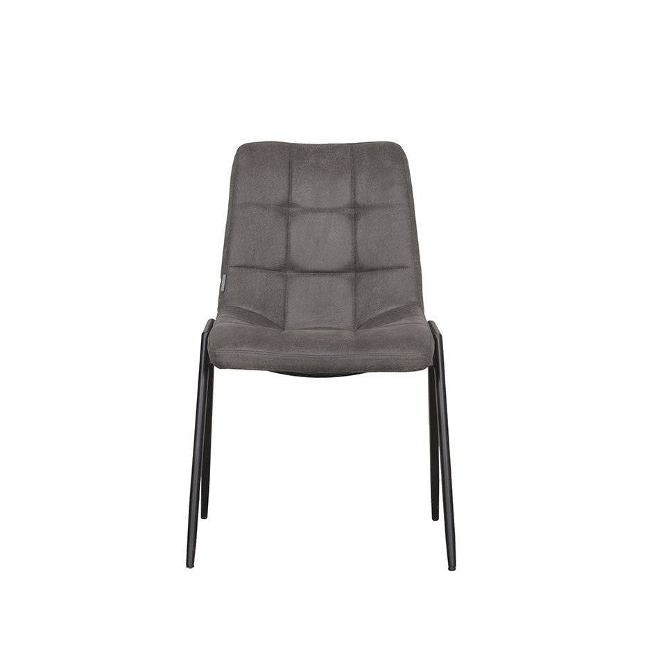 LABEL51 Eetkamerstoel Noor - Antraciet - Micro Suede - Zwart Metalen Frame