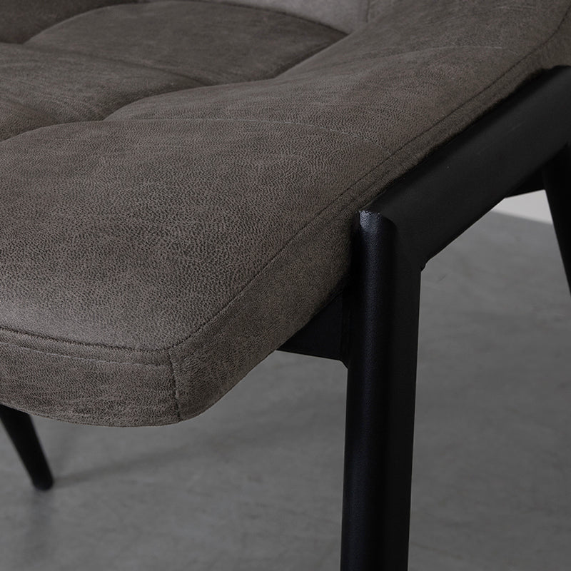 LABEL51 Eetkamerstoel Noor - Antraciet - Micro Suede - Zwart Metalen Frame
