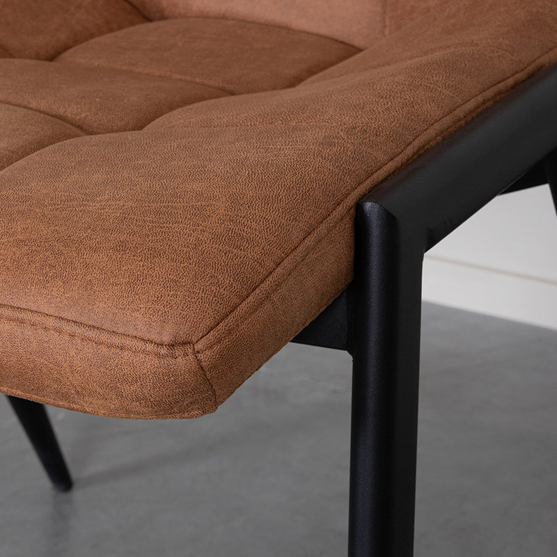 LABEL51 Eetkamerstoel Noor - Cognac - Micro Suede - Zwart Metalen Frame