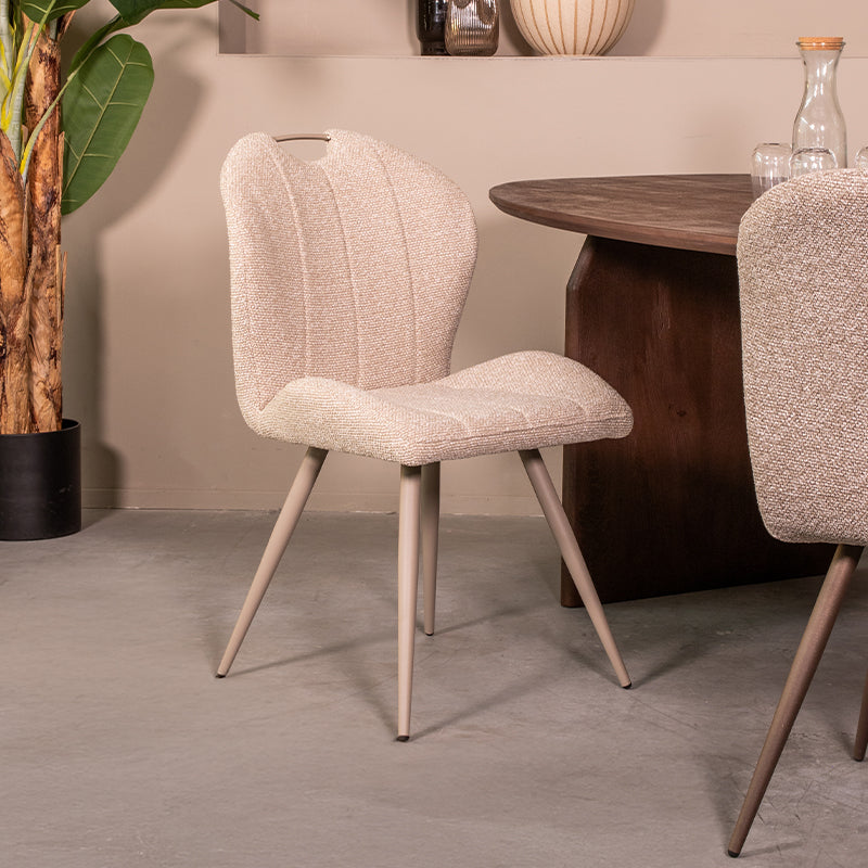 LABEL51 Eetkamerstoel Silly - Naturel - Royal Boucle - Taupe Metalen Frame