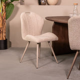 LABEL51 Eetkamerstoel Silly - Naturel - Royal Boucle - Taupe Metalen Frame