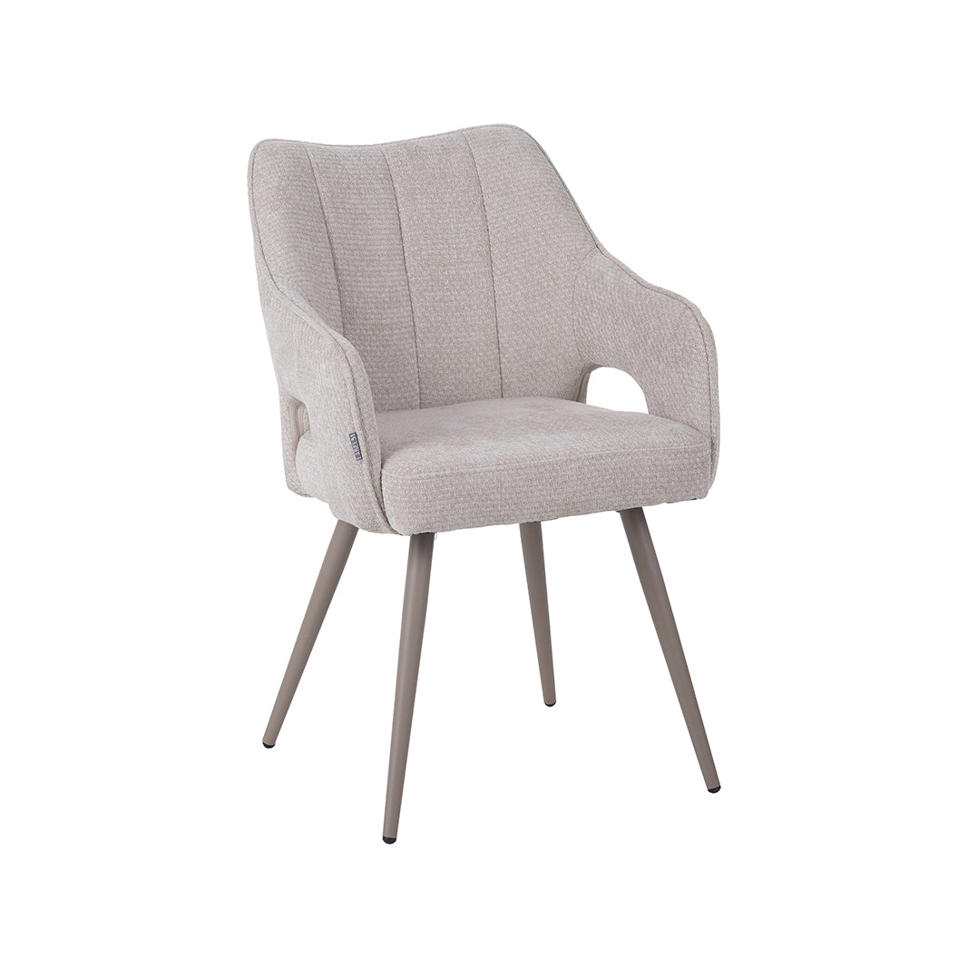 LABEL51 Eetkamerstoel Stan - Naturel - Elite - Taupe Metalen Frame